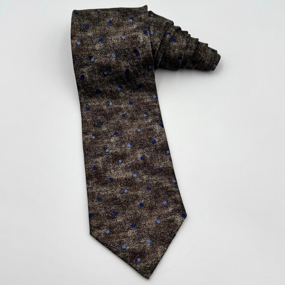 VTG Dilena Italy Mens Tie 100% Silk Handmade GreyBlue Abstract Geometric Necktie